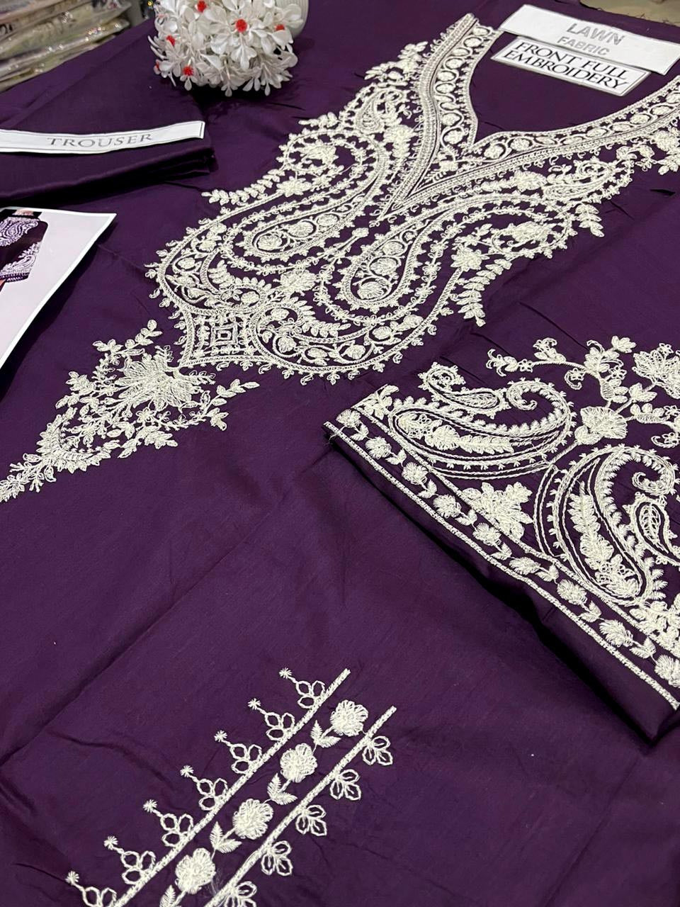 DFW-1339 Maria B Embroidery 2PC Lawn Suit