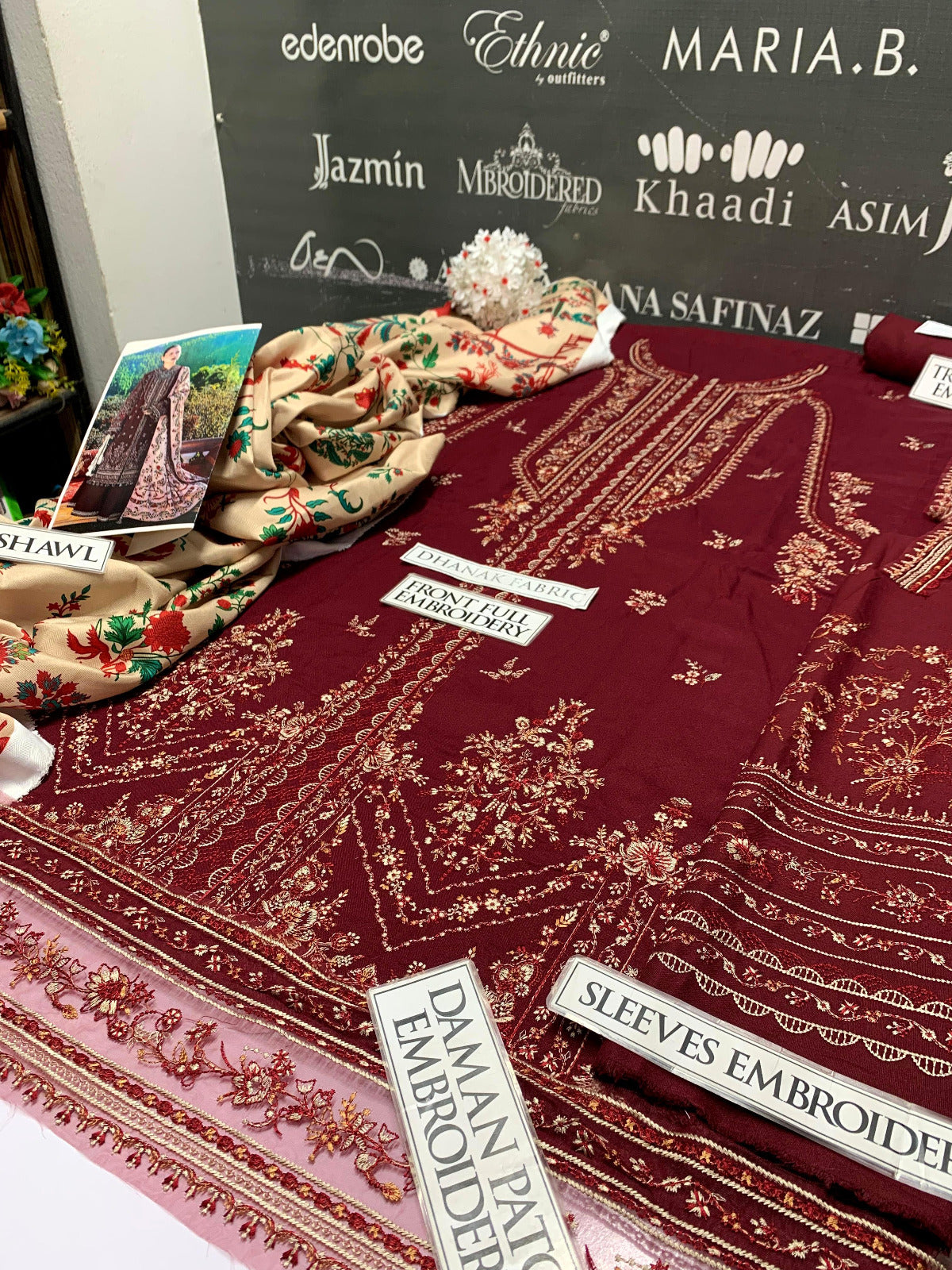 DFW-872 Hussain Rehar Heavy Embroidery 3PC Dhanak Suit