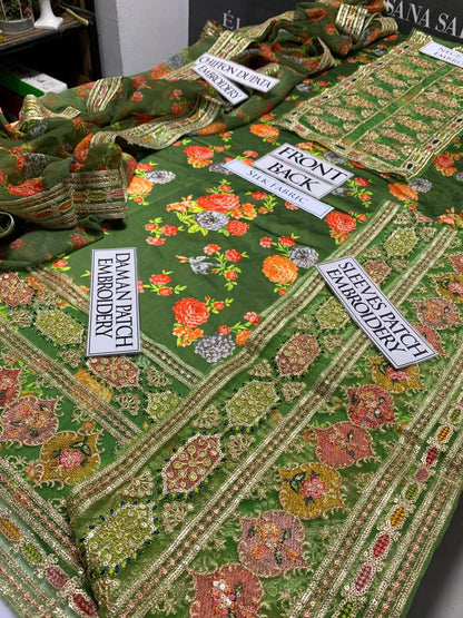 DFW-1069 Aneelas Heavy Embroidery 3PC Silk Suit