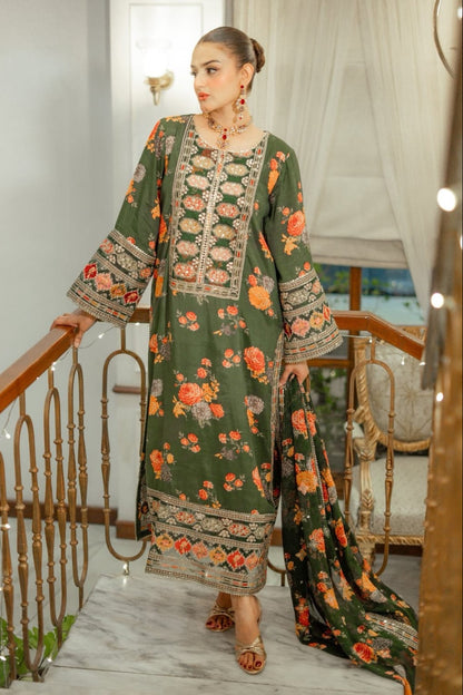 DFW-1069 Aneelas Heavy Embroidery 3PC Silk Suit