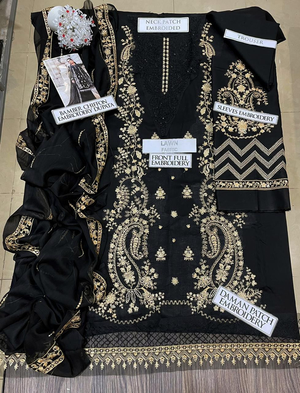 DFW-1351 Maria B Heavy Embroidery 3PC Lawn Suit