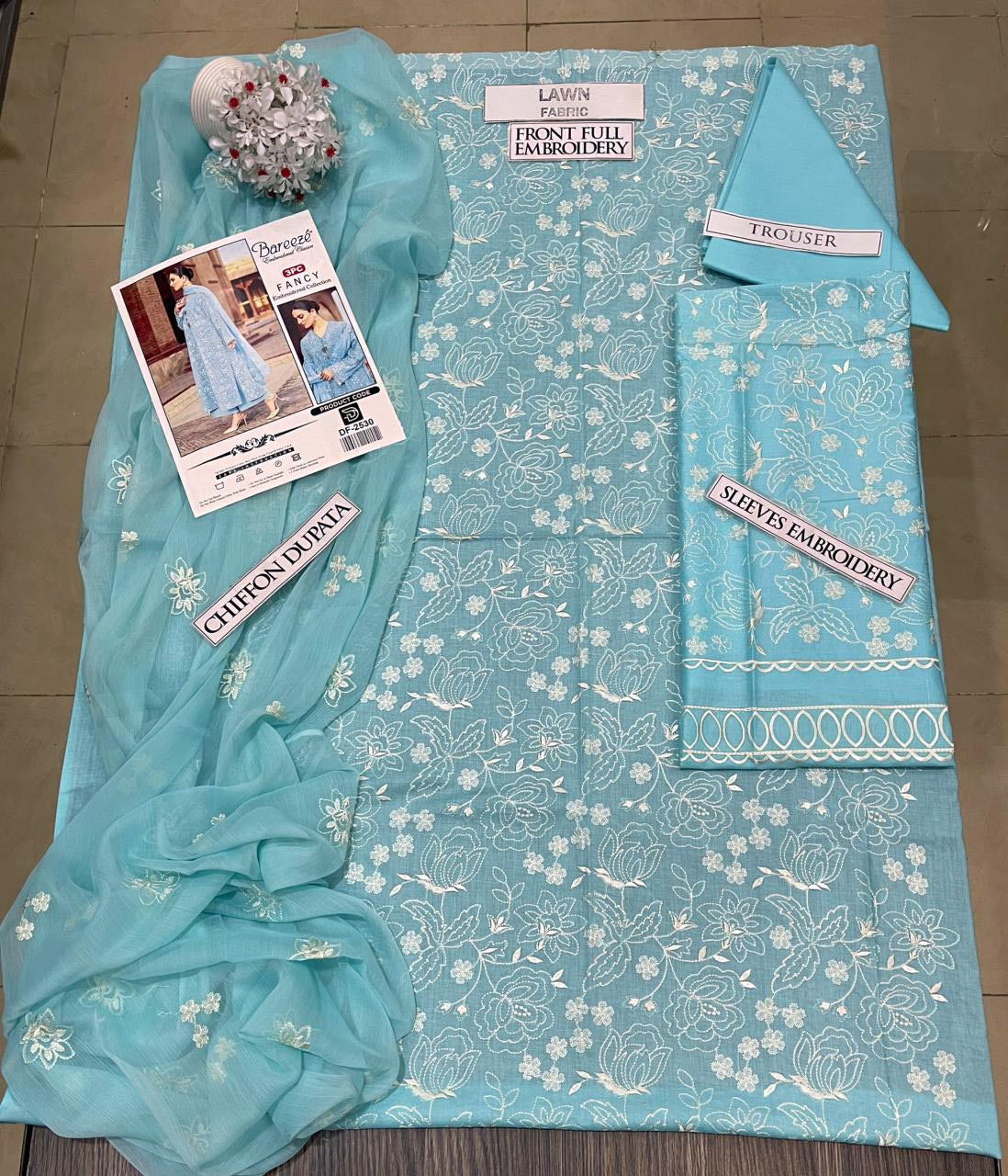 DFW-1353 Bareeze Embroidery 3PC Lawn Suit