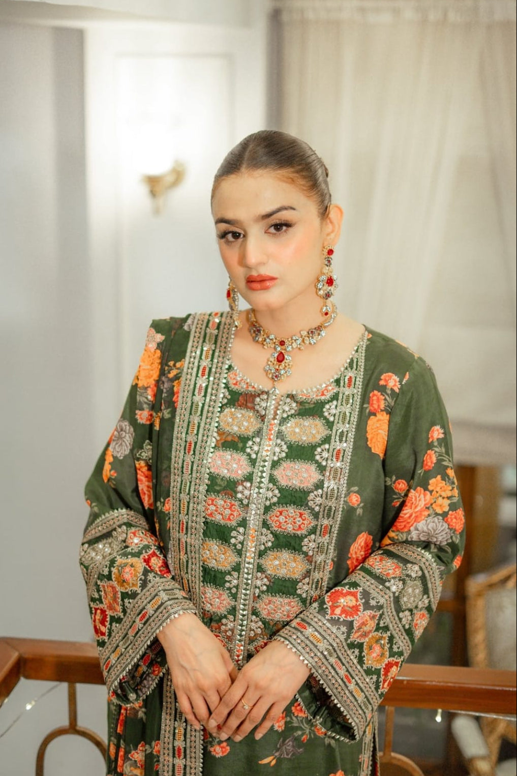 DFW-1069 Aneelas Heavy Embroidery 3PC Silk Suit