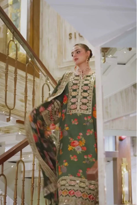 DFW-1069 Aneelas Heavy Embroidery 3PC Silk Suit