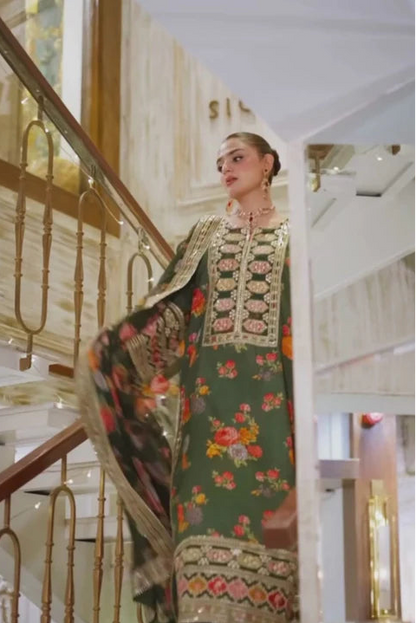 DFW-1069 Aneelas Heavy Embroidery 3PC Silk Suit