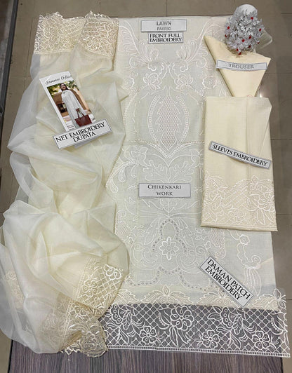 DFW-1338 Qalamkar Embroidery 3PC Lawn Suit