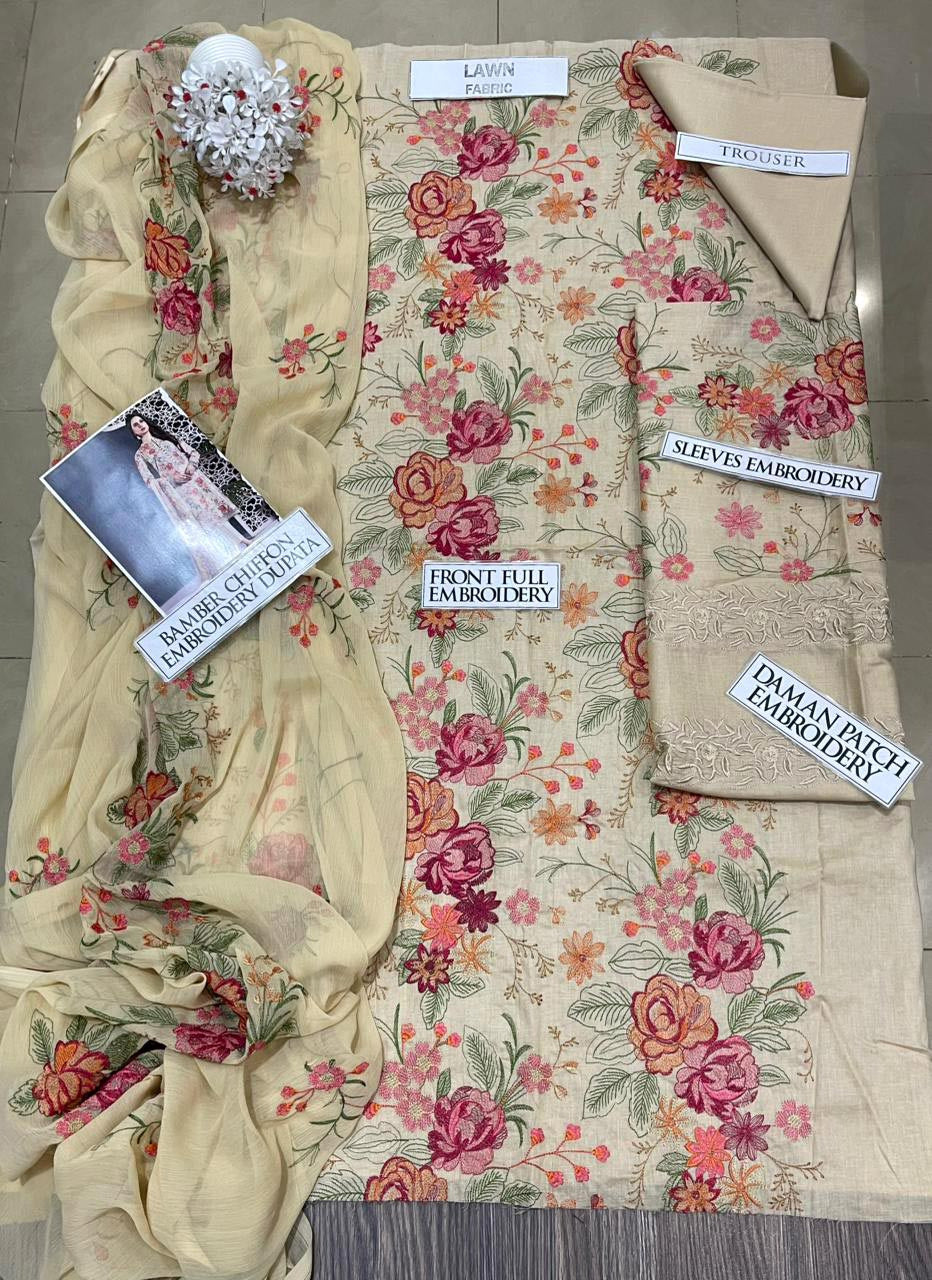 DFW-1355 Bareeze Embroidery 3PC Lawn Suit