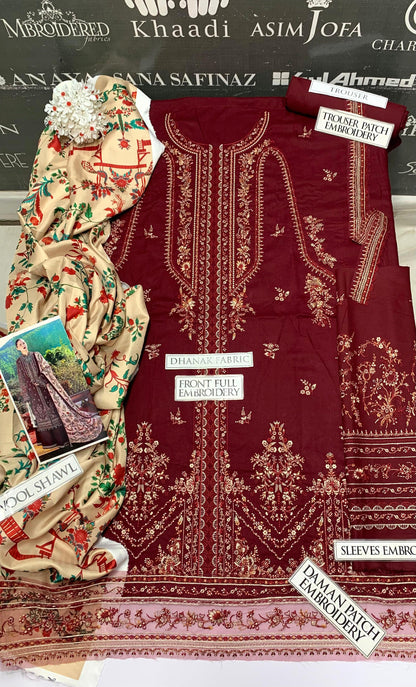 DFW-872 Hussain Rehar Heavy Embroidery 3PC Dhanak Suit