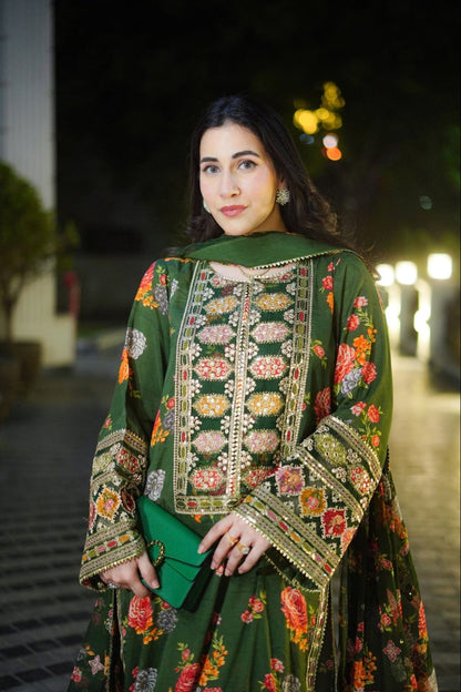 DFW-1069 Aneelas Heavy Embroidery 3PC Silk Suit