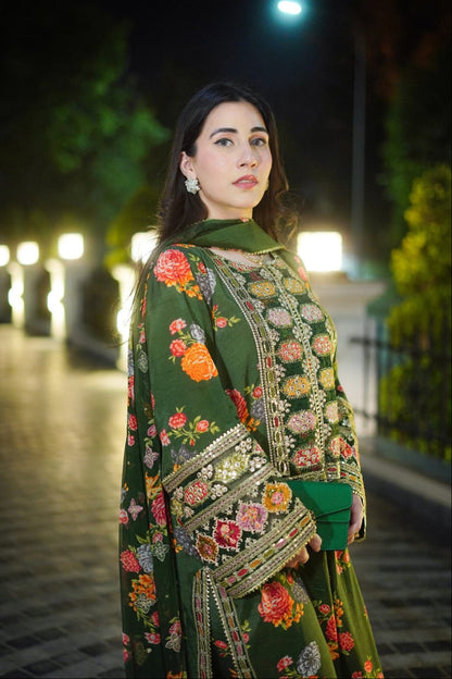 DFW-1069 Aneelas Heavy Embroidery 3PC Silk Suit