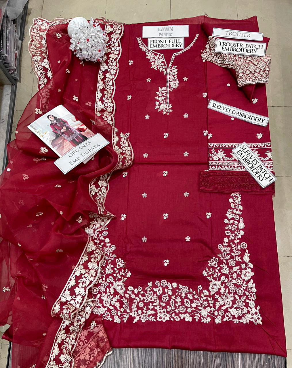 DFW-1274 Azure Heavy Embroidery 3PC Lawn Suit