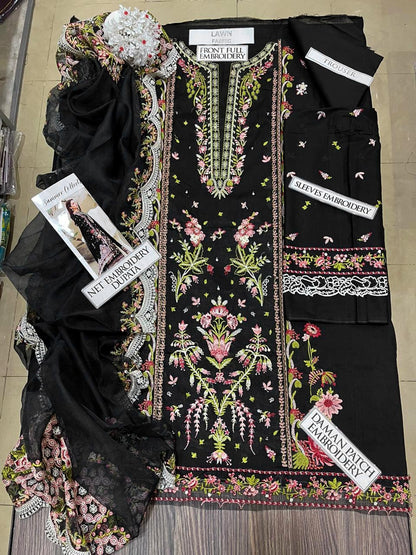 DFW-1347 Qalamkar Heavy Embroidery 3PC Lawn Suit