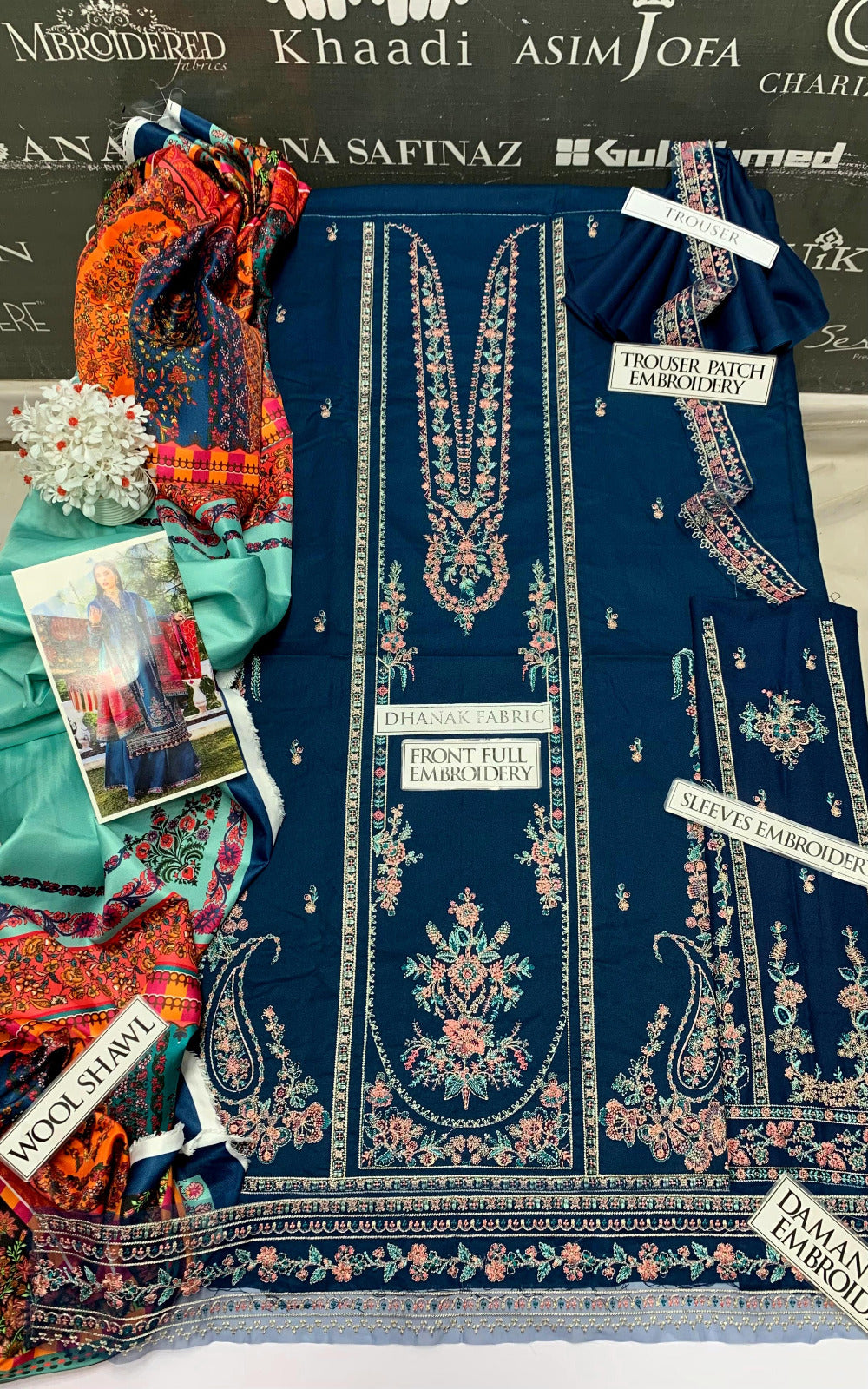 DFW-873 Hussain Rehar Heavy Embroidery 3PC Dhanak Suit