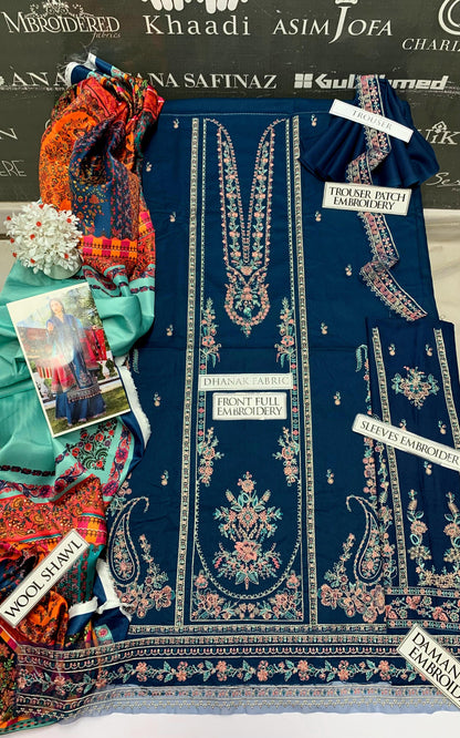 DFW-873 Hussain Rehar Heavy Embroidery 3PC Dhanak Suit