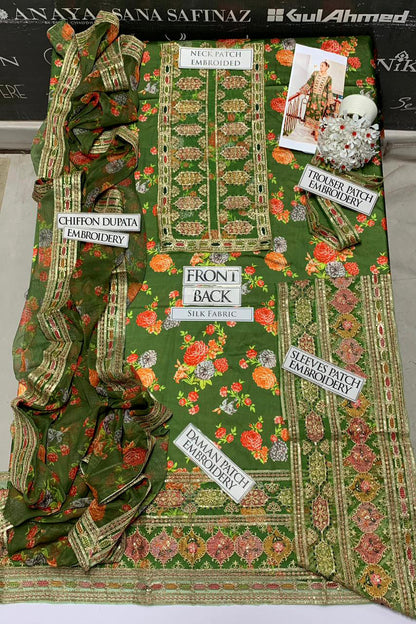 DFW-1069 Aneelas Heavy Embroidery 3PC Silk Suit