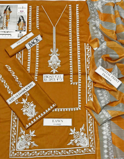 DFW-49 Asim Jofa Unstitched Embroided Lawn Dress