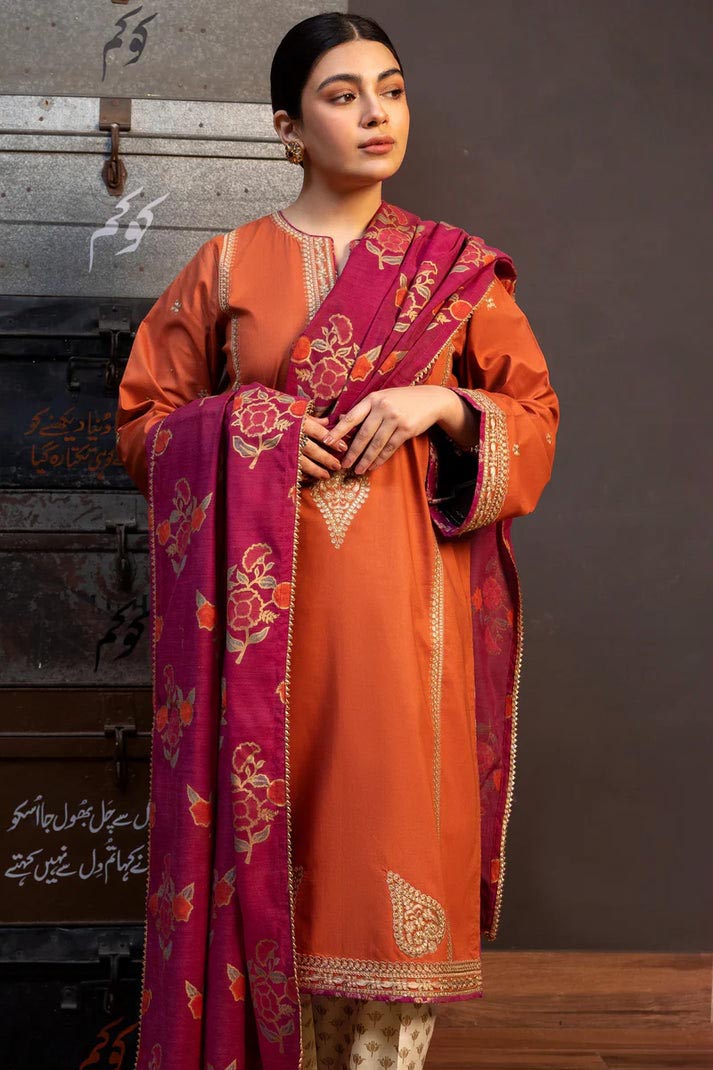 DFW-23 Coco By Zara Shahjahan Heavy Embroidered Lawn Dress (Eid Collection)