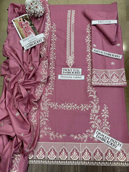 DFW-1249 Zarqash Embroidery 3PC Dhanak Suit
