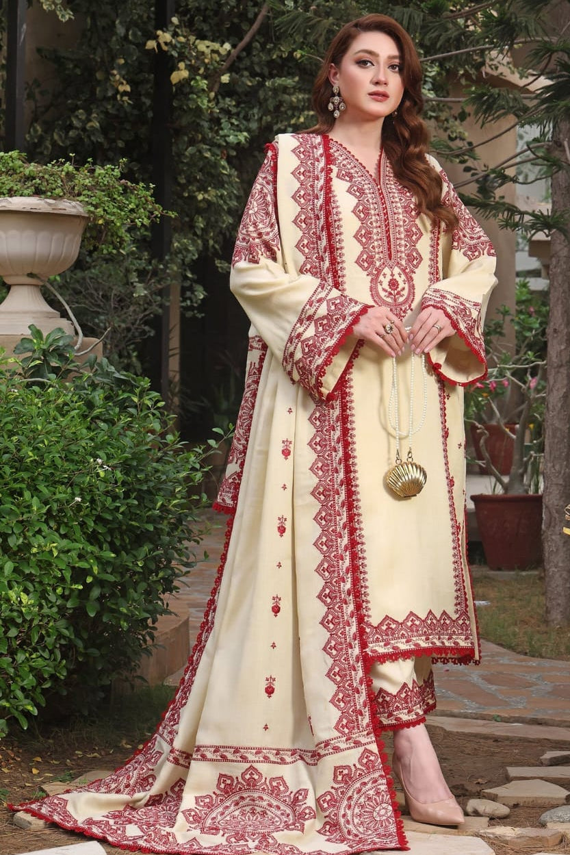 DFW-1253 Aneelas Embroidery 3PC Dhanak Suit