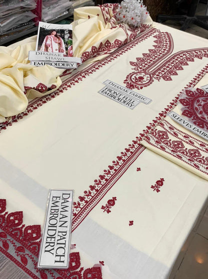 DFW-1253 Aneelas Embroidery 3PC Dhanak Suit
