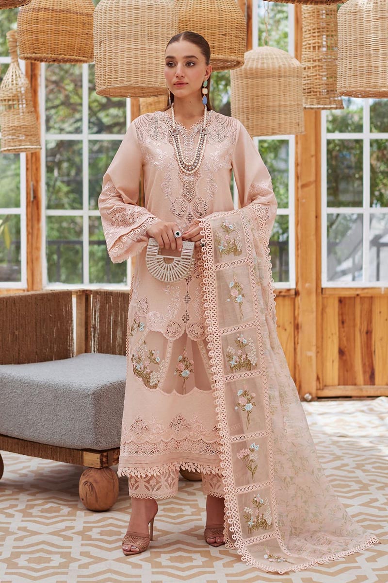 NFS-620 | Crimson Heavy Embroidered 3Pc Lawn Dress