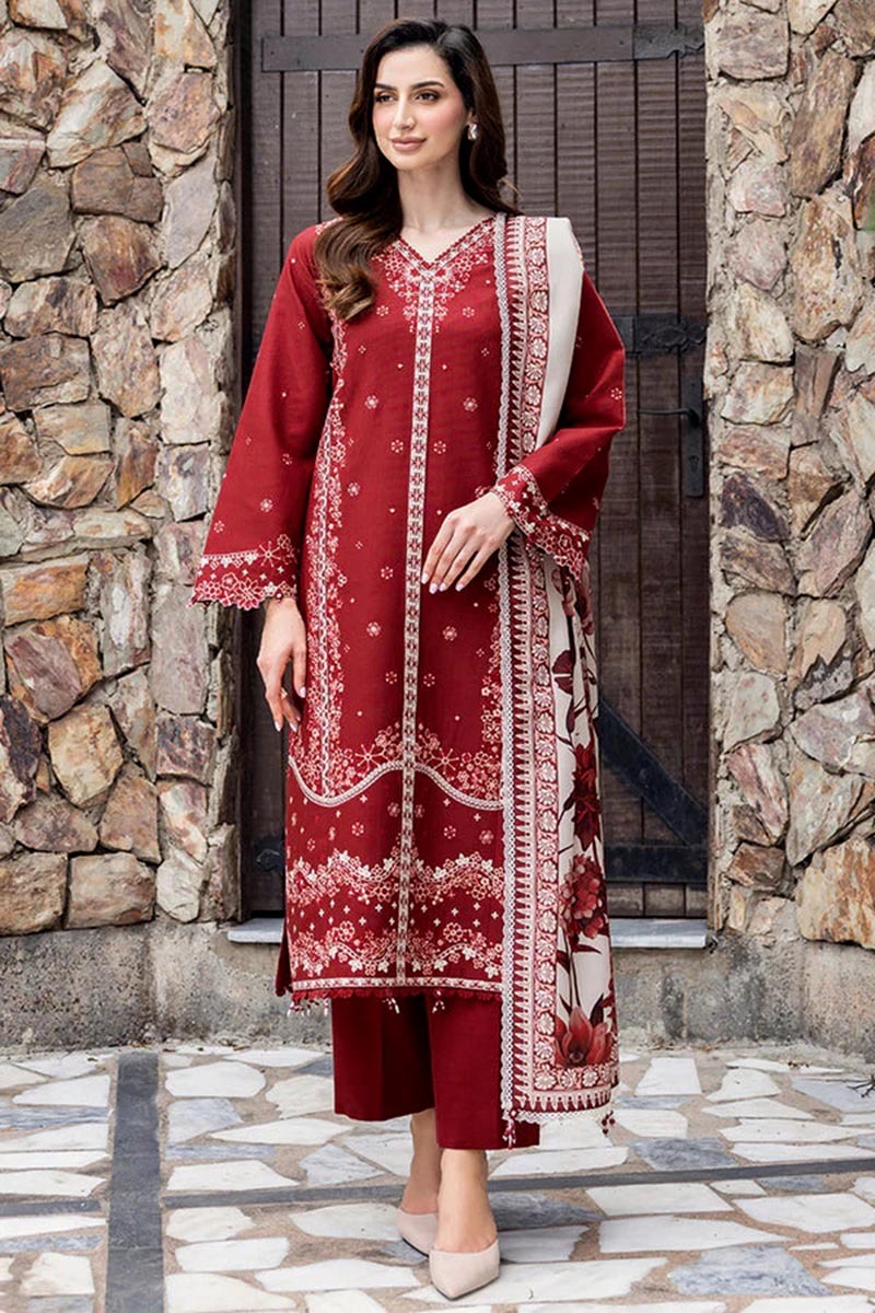 NFS-Fr1 | Farasha Heavy Embroidered 3Pc Lawn Dress