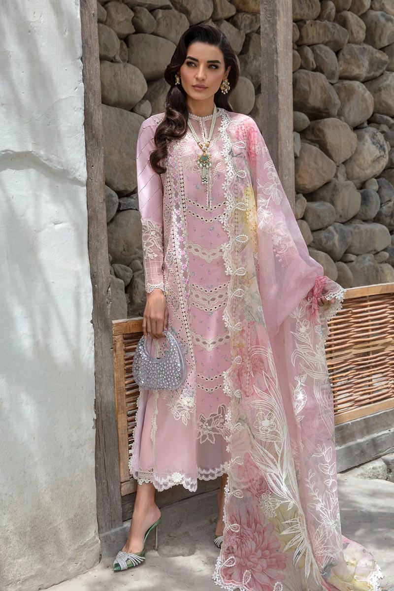 NFS-1063 | Crimson Heavy Embroidered 3Pc Lawn Dress