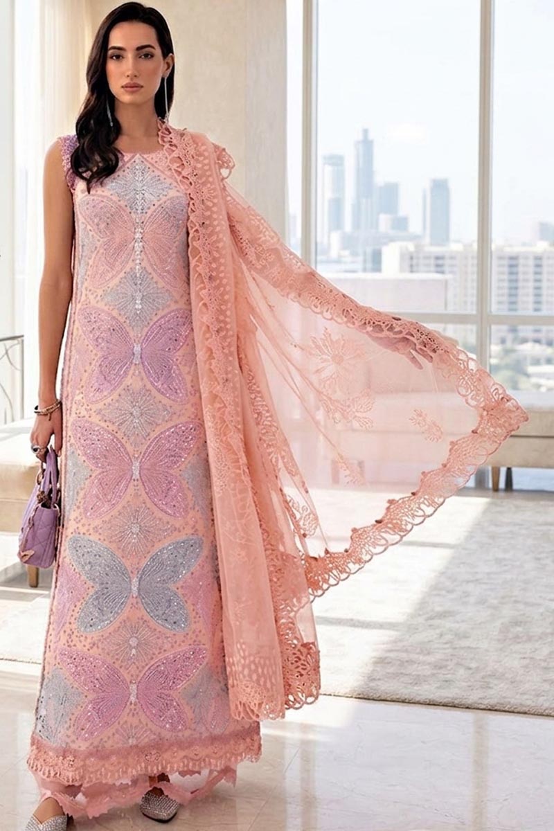 NFS-632 | Maria.B Butterfly Special Embroidered 3Pc Lawn Dress (B)