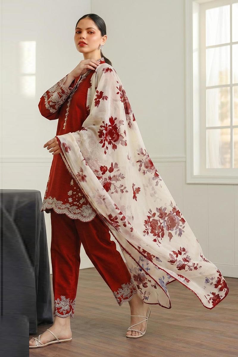 NFS-1072 | Zara Shahjahan Heavy Embroidered Lawn 3 Piece Dress (C)