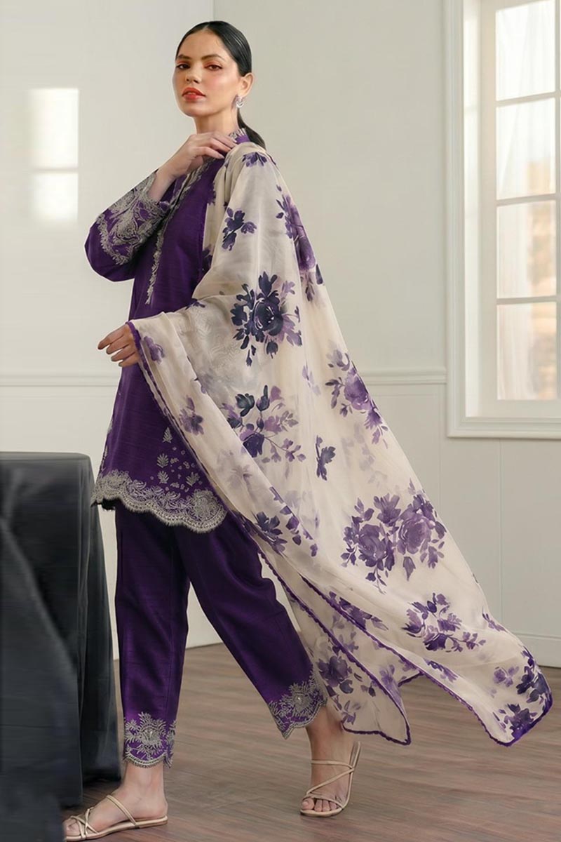 NFS-1072 | Zara Shahjahan Heavy Embroidered Lawn 3 Piece Dress (B)
