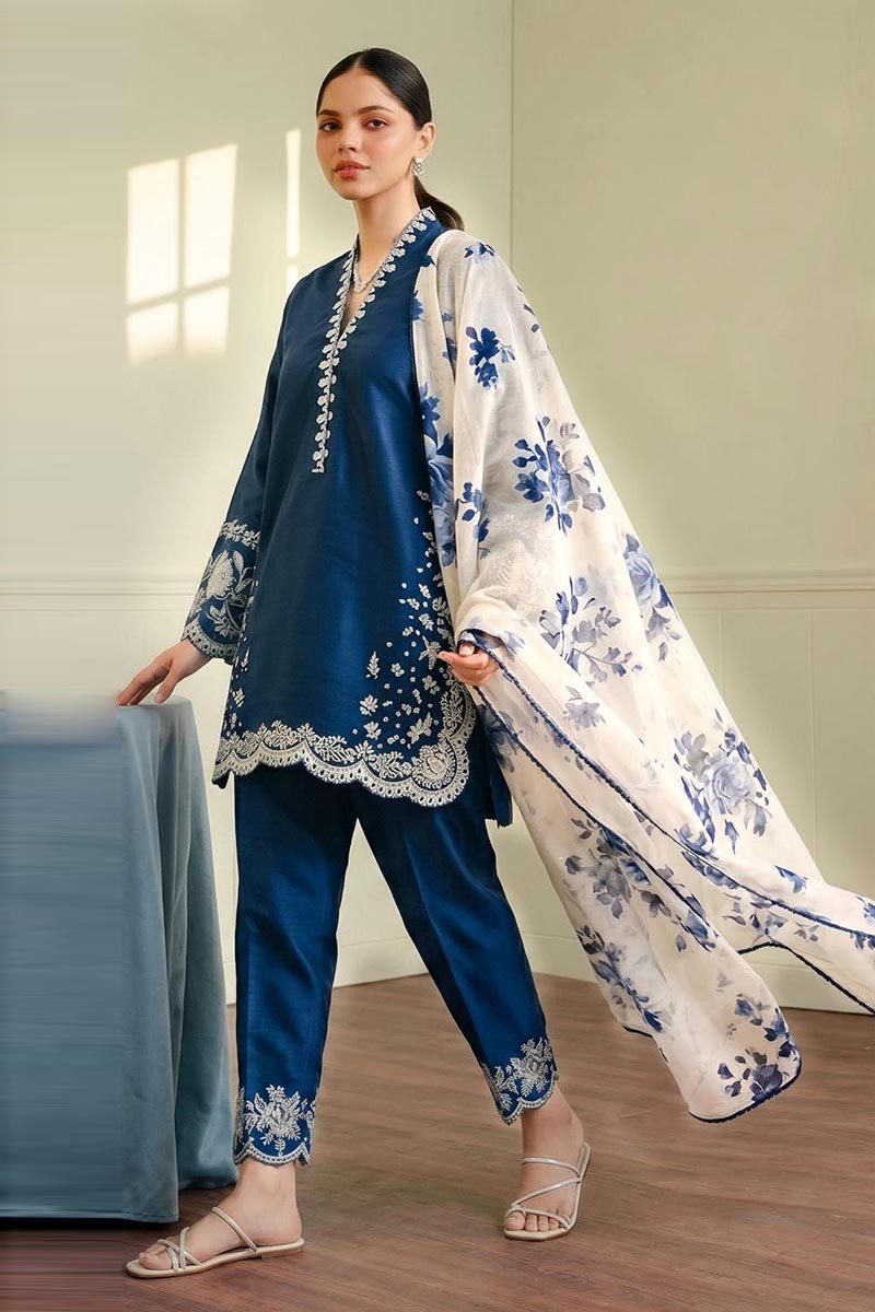 NFS-1072 | Zara Shahjahan Heavy Embroidered Lawn 3 Piece Dress (A)