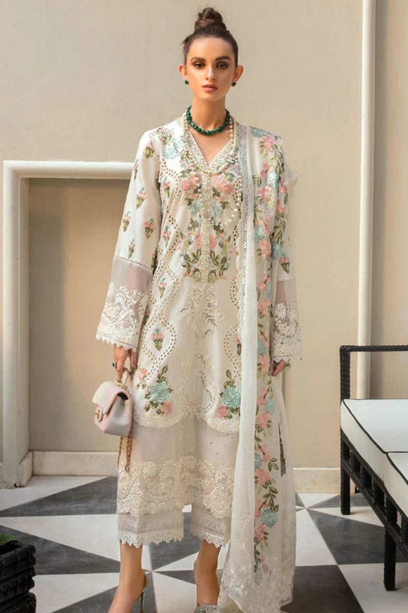 NFS-1081| Crimson Heavy Embroidered Lawn 3 Piece Dress
