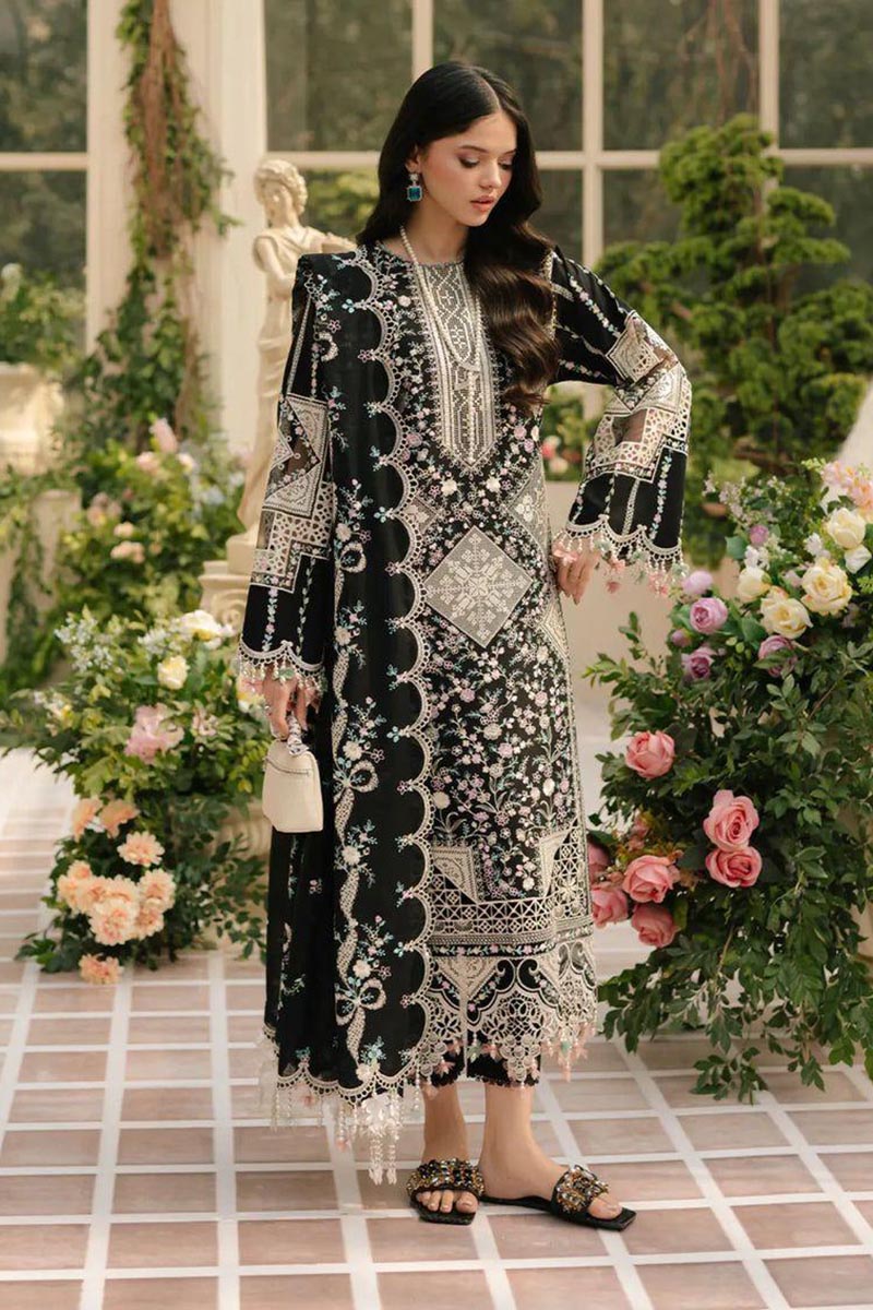 NFS-4129 | Bin ilyas Heavy Embroidered Lawn 3 Piece Dress