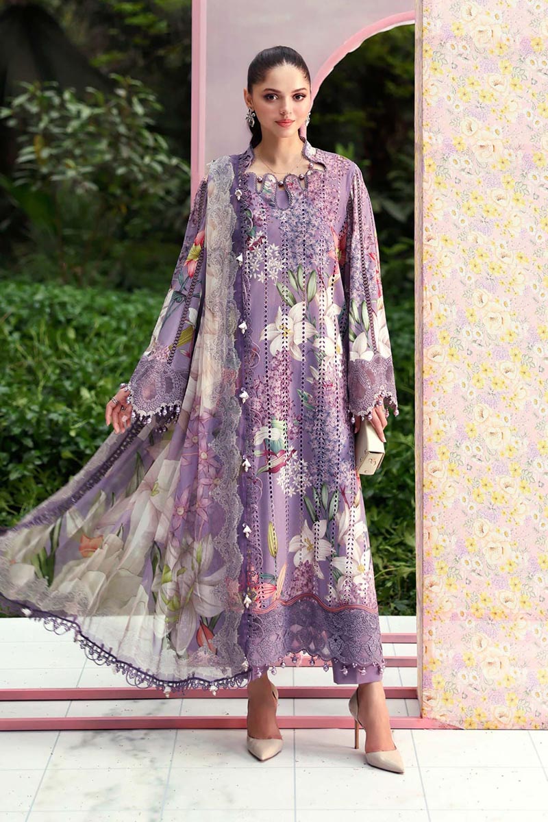 NFS-645 | Maria.B Heavy Embroidered Lawn 3 Piece Dress (B)