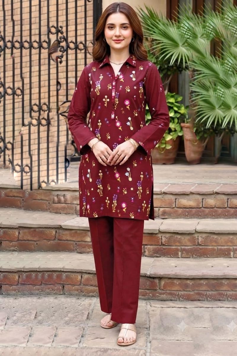 NFS-AGH1 | Agha Noor Heavy Embroidered Lawn 2Piece Dress (C)