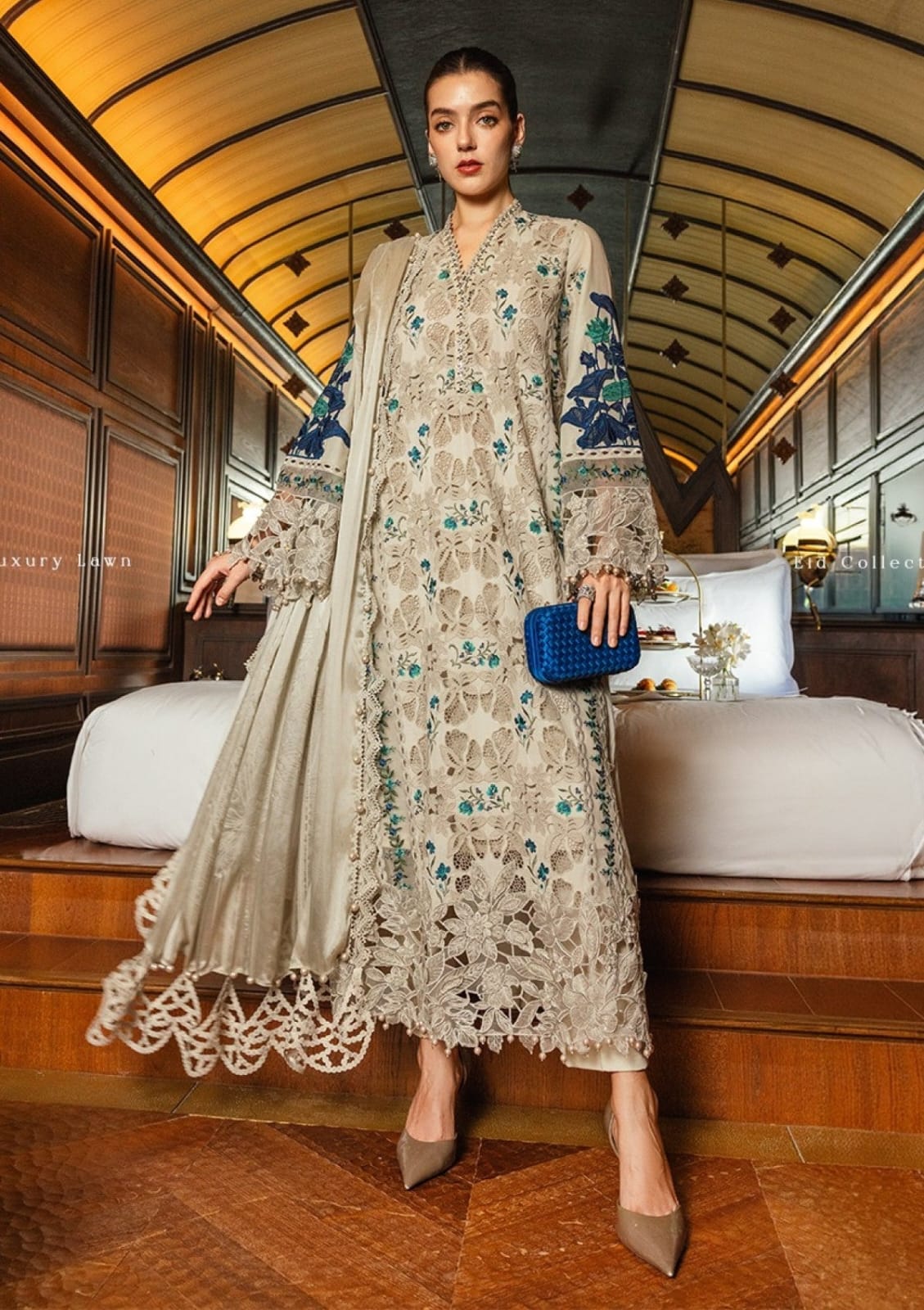 NFS-235 | Maria B Heavy Embroidered Dhanak 3 Piece Dress