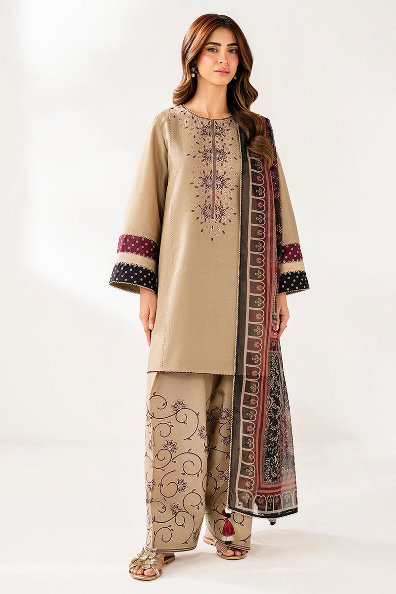 NFS-590 | Jazmin Heavy Embroidered Dhanak 3 Piece Dress