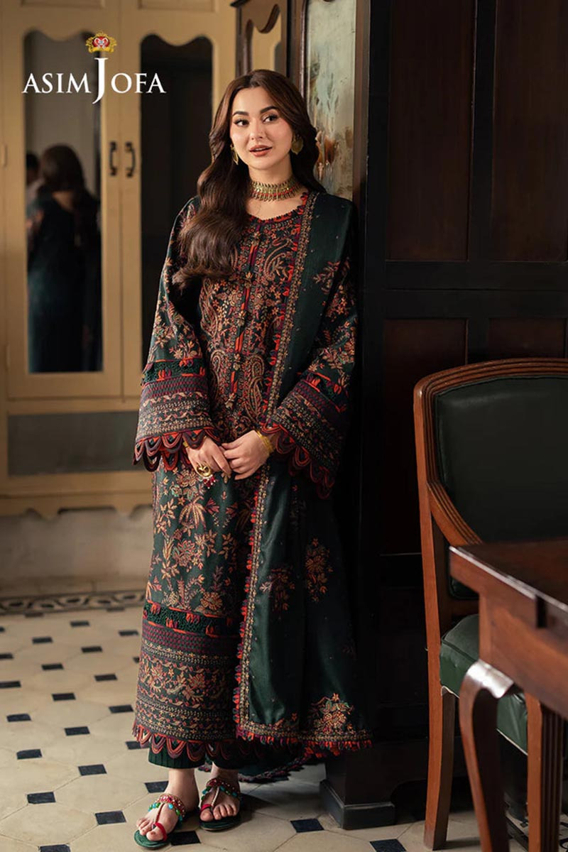 NFS-1680 | Asim Jofa Heavy Embroidered Dhanak 3 Piece Dress