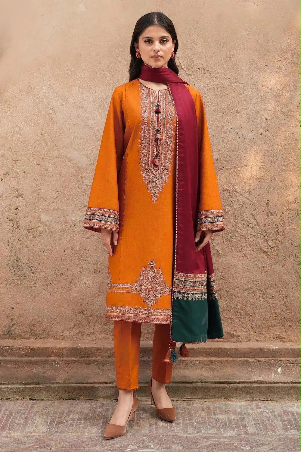NFS-1682 | Jazmin Heavy Embroidered Dhanak 3 Piece Dress