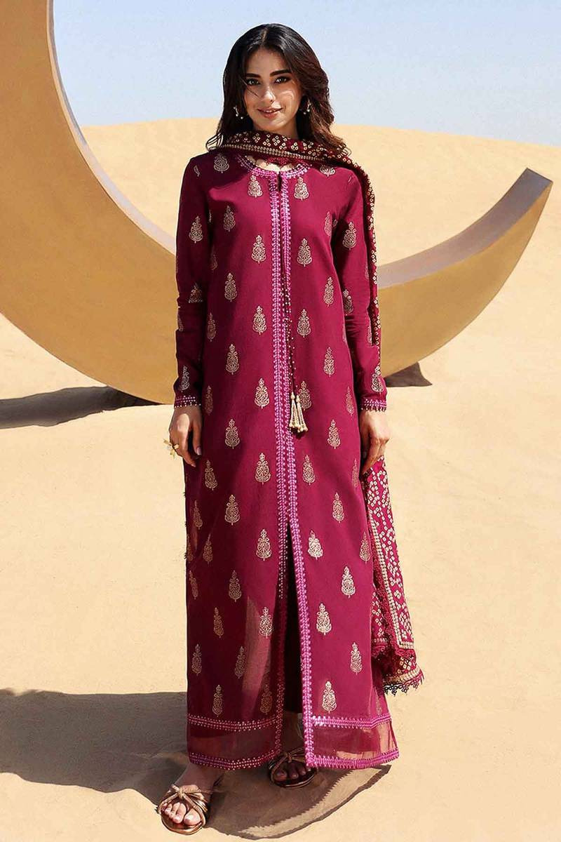 NFS-1684 | Sapphire Heavy Embroidered Dhanak 3 Piece Dress