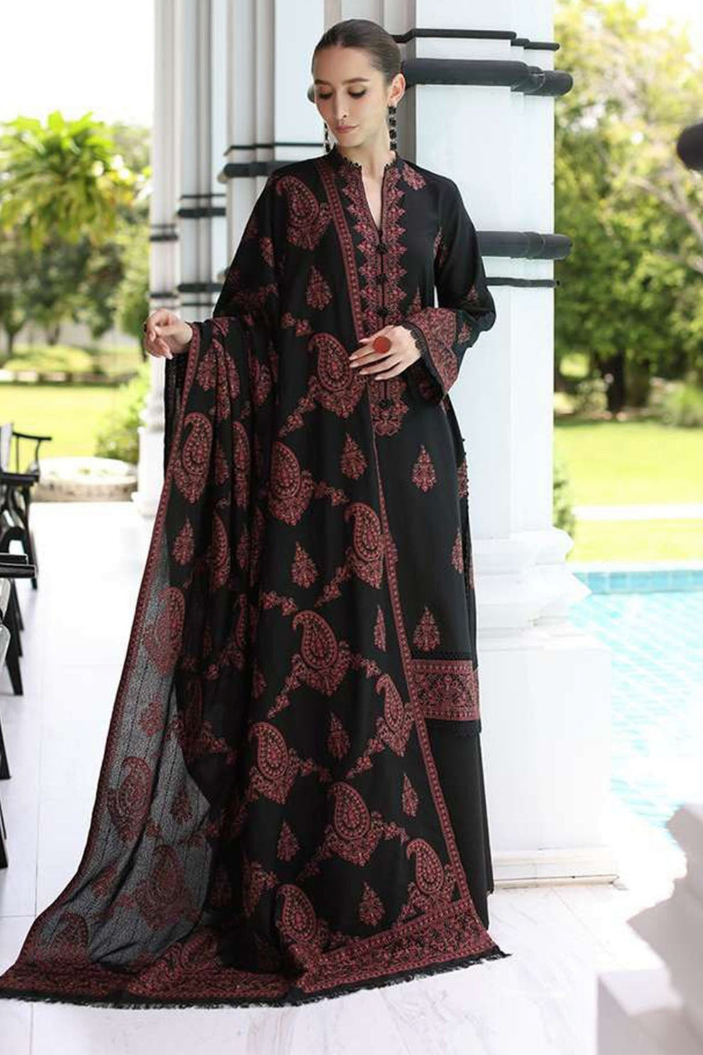 NFS-127 | Bareeze Heavy Embroidered Dhanak 3 Piece Dress