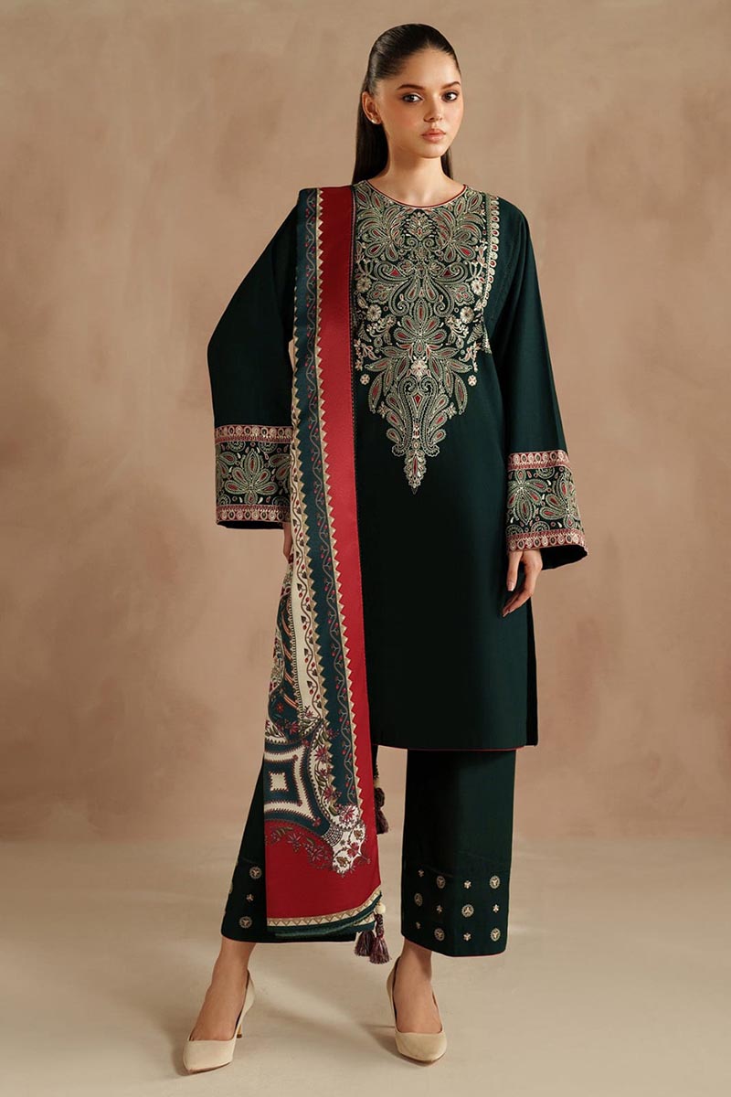 NFS-666 | Jazmin Heavy Embroidered Dhanak 3 Piece Dress