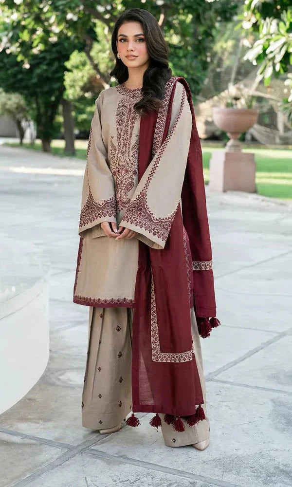 NFS-402 | Baroque Heavy Embroidered Dhanak 3 Piece Dress