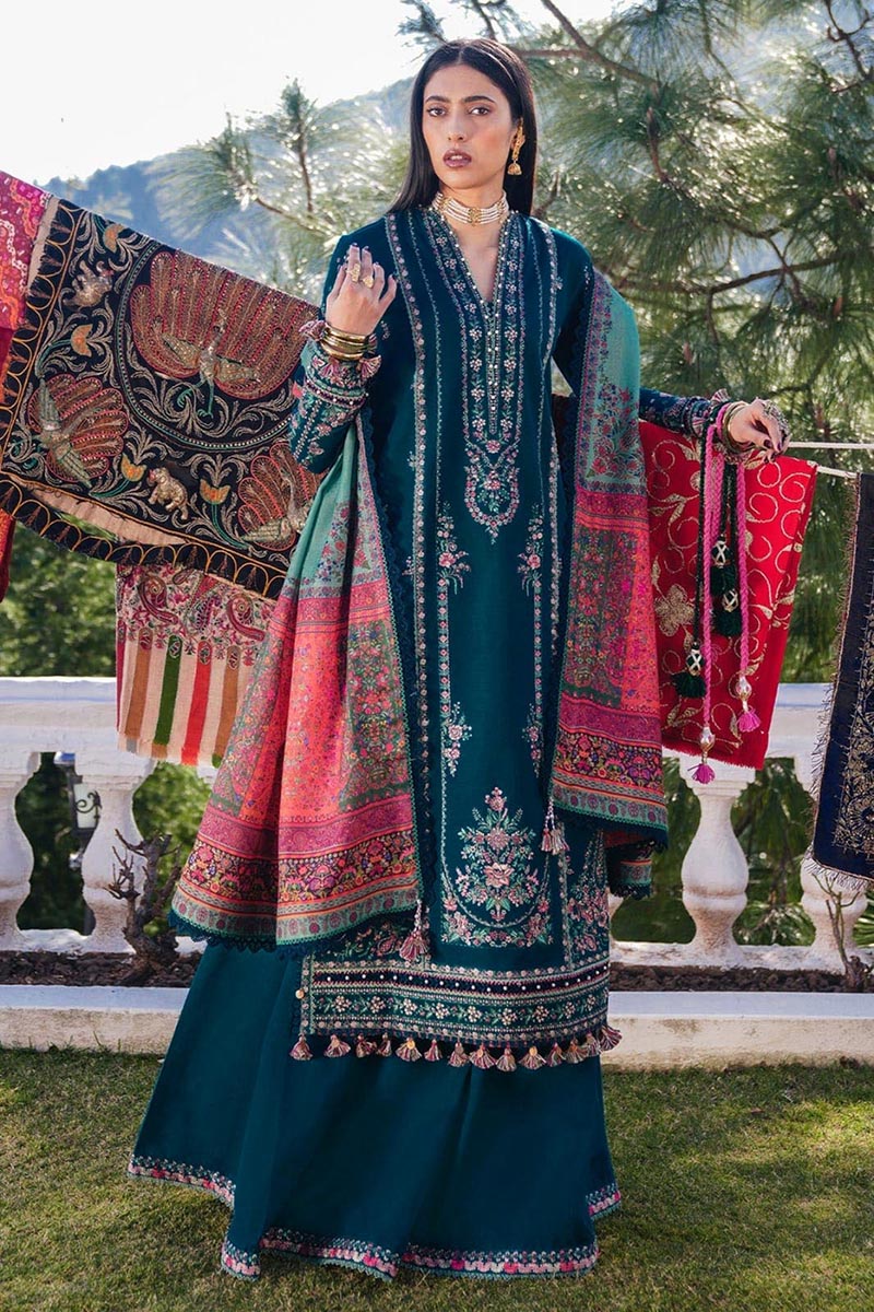 NFS-HR3 | Hussain Rehar Heavy Embroidered Dhanak 2 Piece Dress