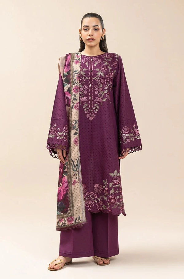 NFS-404 | Beechtree Heavy Embroidered Dhanak 3 Piece Dress