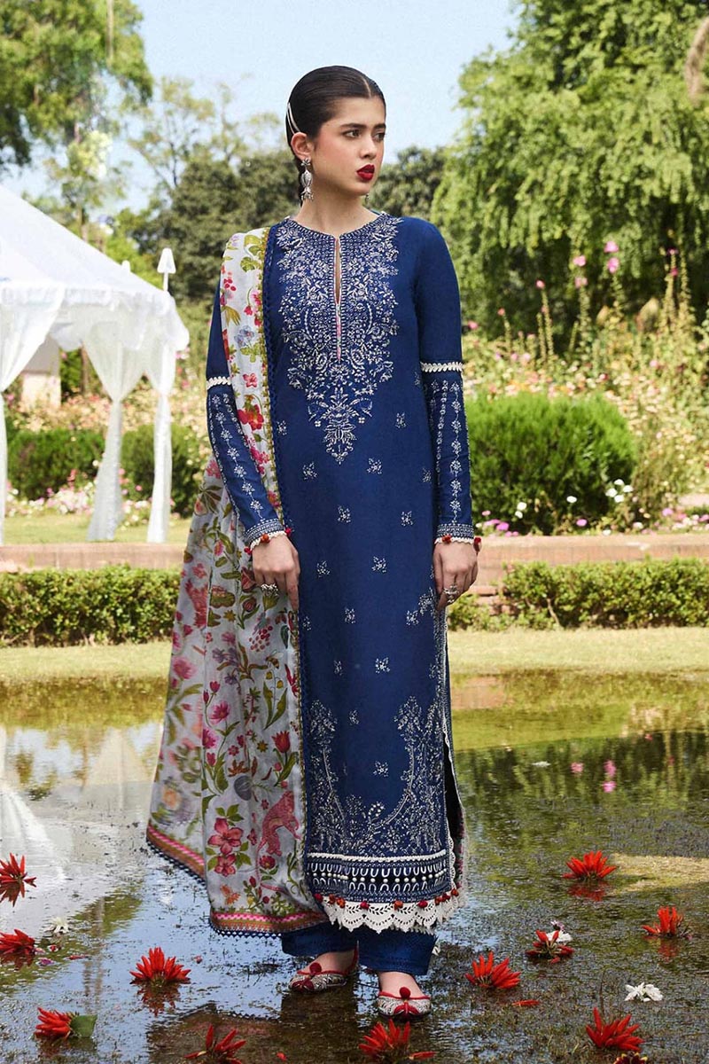 NFS-324 | Hussain Rehar Heavy Embroidered Dhanak 3 Piece Dress