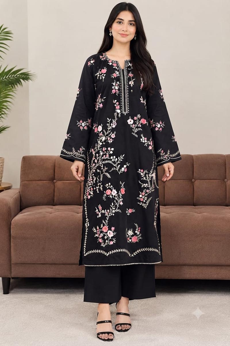 NFS-AS10 | Hussain Rehar Heavy Embroidered Dhanak 2 Piece Dress