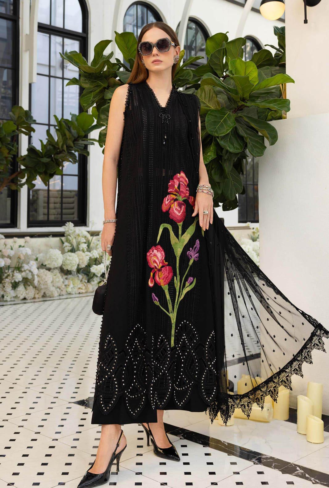 NFS-6183 | Maria B Heavy Embroidered Dhanak 3 Piece Dress