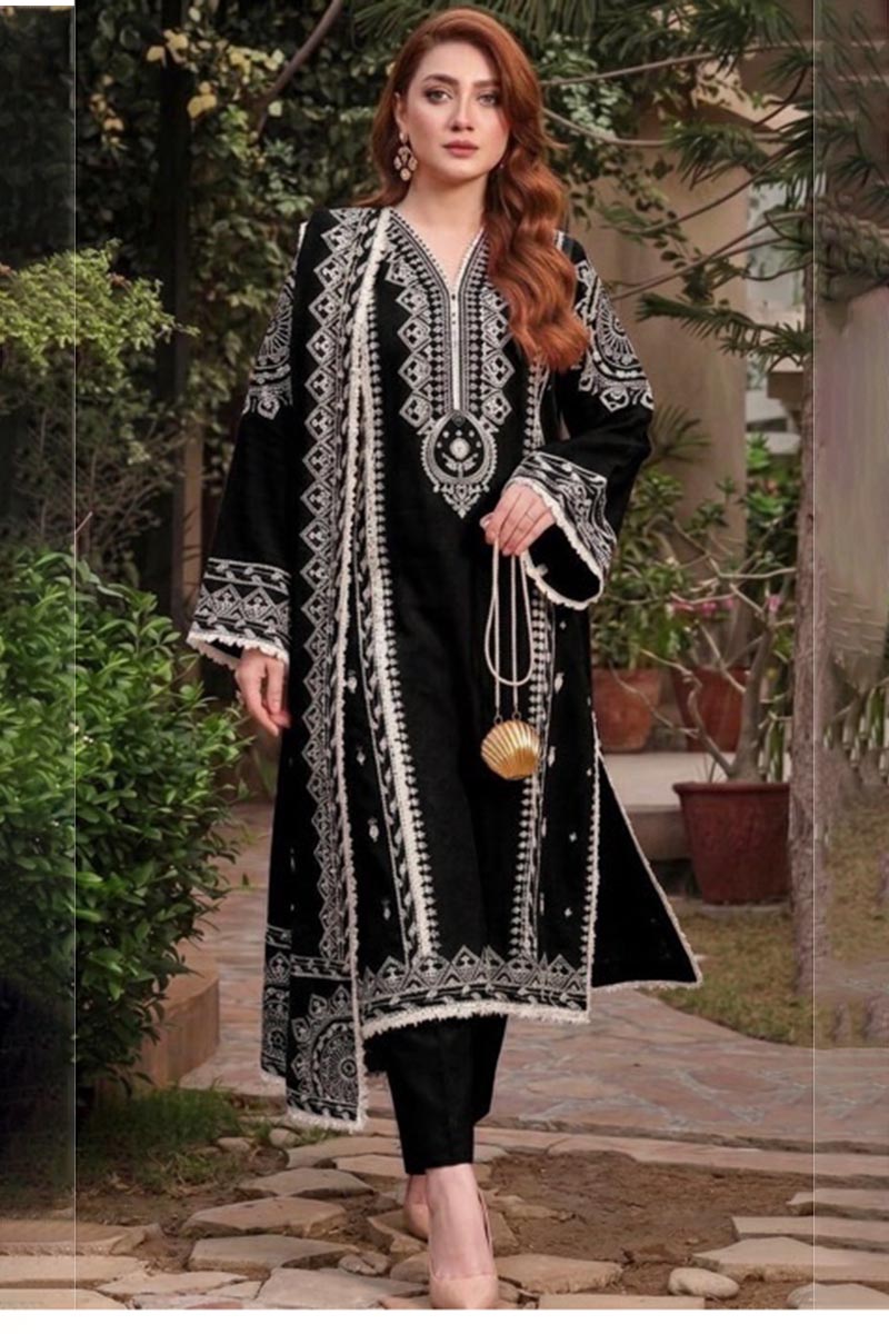 NFS-6211 | Aneelas Heavy Embroidered Dhanak 3 Piece Dress (C)