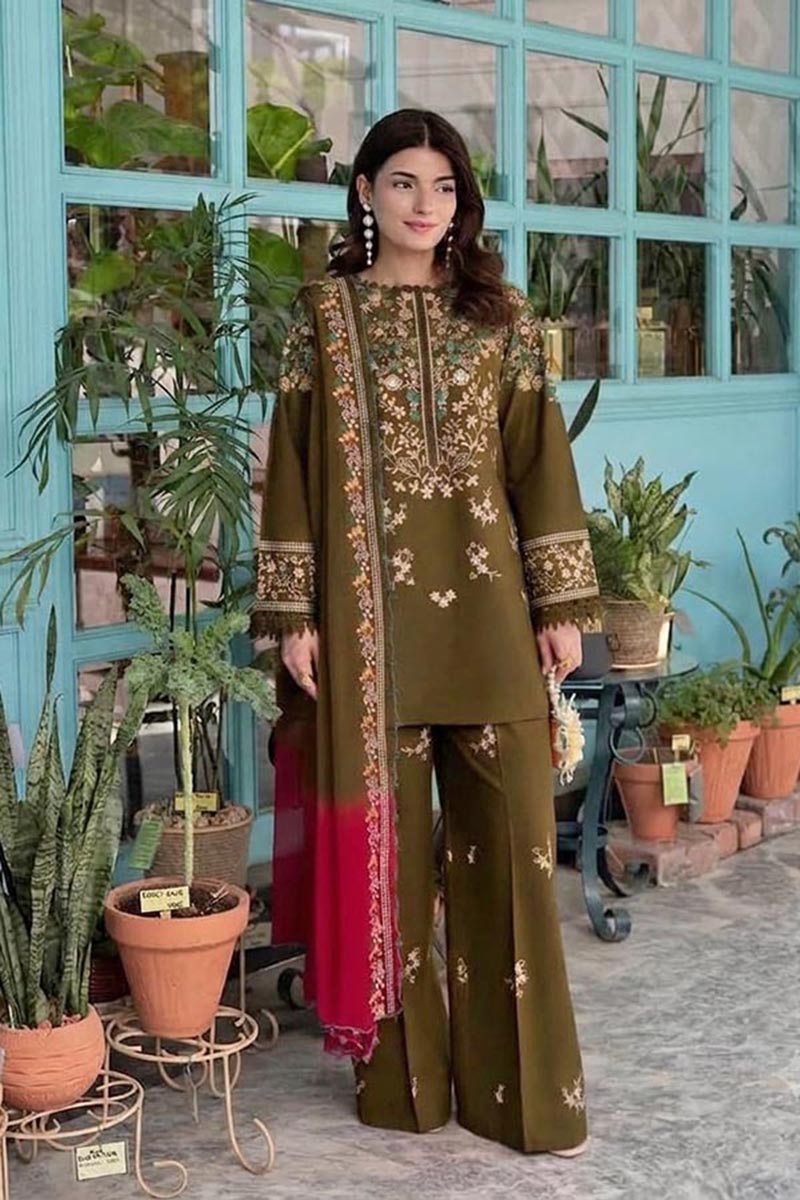 NFS-6193 | Urge Heavy Embroidered Dhanak 3 Piece Dress